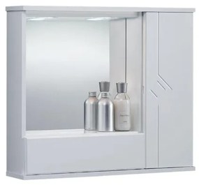Specchiera mobile contenitore da bagno GIOVE 70 bianco lucido a 1 anta e luce LED
