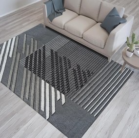 Tappeto di design in grigio con strisce Larghezza: 200 cm | Lunghezza: 290 cm