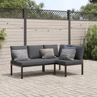 Set Divani da Giardino 2 pz con Cuscini in Alluminio Nero 3283686