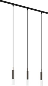 Sistema di illuminazione a binario moderno nero con 3 lampade a sospensione bronzo scuro 1-Fase - Slimline Loyce