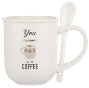 Mug caffè bianca 400 ml con cucchiaino