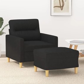 Poltrona Con Poggiapiedi Nero 60 Cm İn Tessuto /