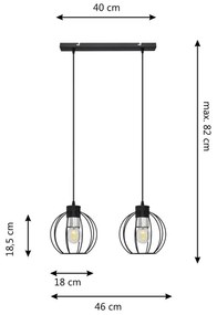 Lampadario a sospensione con filo STARLIGHT 2xE27/15W/230V nero/argento