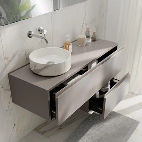 Mobile da bagno sospeso Step con top L 120.3 x H 30 x P 46 cm tortora taupe liscio, 1 cassetto, lavabo non incluso