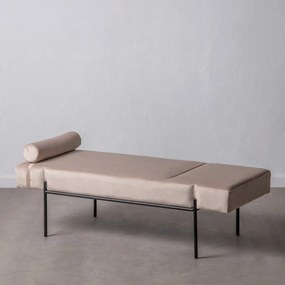 Divano Chaise Longue 140 x 59 x 42 cm Beige Metallo Legno