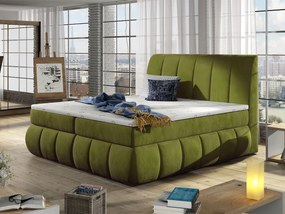 Letto matrimoniale boxspring Rosa dei Venti - 160 x 200 cm , Tessuto verde chiaro