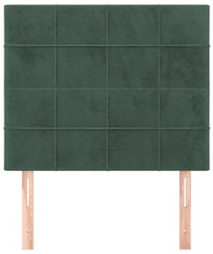 Testiera 2 pz verde scuro 90x5x78/88 cm in velluto