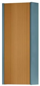 Pensile bagno Niwa laccato opaco blu pacifico con vetro senape, 1 anta apertura da sinistra P 17 x L 30 x H 78.5 cm