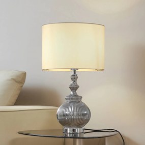 Lampada da tavolo Lindby Loraine, bianco/grigio, vetro, Ø 33 cm, E27