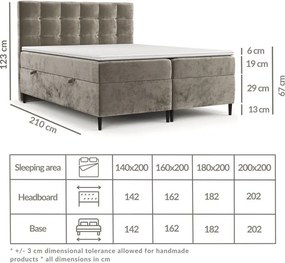 Letto boxspring crema con contenitore 180x200 cm Urbaneo - Maison de Rêve