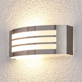 Applique da esterni Raja in look striato Lindby, Alluminio / Grigio / Zincato, Acciaio Inox, Moderno