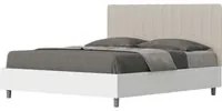 Letto Matrimoniale 160x190 cm struttura bianco frassino testata Kai - Senza rete,Similpelle,Tortora