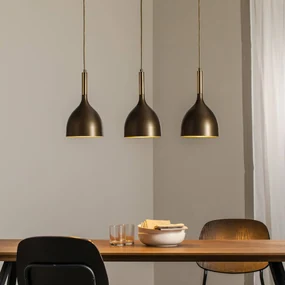 Luminex Lampada a sospensione Noak a 3 luci, lunga, titanio/oro/oro, acciaio