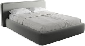 Letto matrimoniale imbottito grigio con contenitore con griglia 160x200 cm Kiana - Makamii