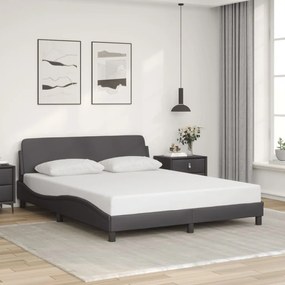 Giroletto Con Testiera Grigio 160x200 Cm İn Similpelle /
