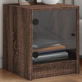 Comodini Con Ante İn Vetro 2pz Rovere Marrone 35x37x42 Cm /