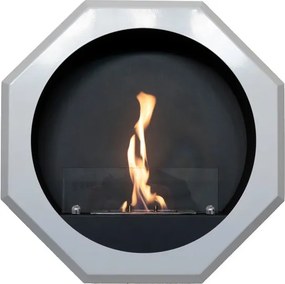 Caminetto a bioetanolo da parete 1.5KW in acciaio bianco RUBY mod. Palmanova