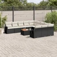 Set Divani da Giardino 12 pz con Cuscini Nero in Polyrattan 3257120