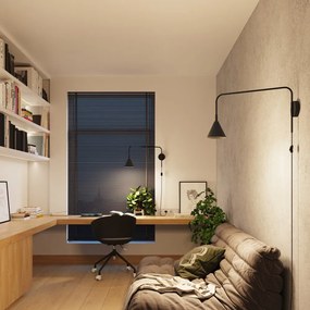 Lampada da parete nera con alimentazione a corrente Zylo – Sollux