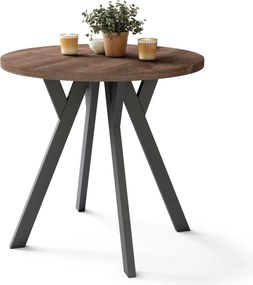ALMO 80 Rovere Marrone/gambe nere - TAVOLO ROTONDO CON GAMBE A Y LOFT/INDUSTRIALE PER CUCINA SOGGIORNO O SALA DA PRANZO