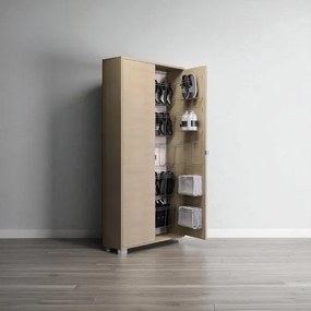 Armadio doppio a 2 ante con scarpiera in legno 84x190h cm Olmo Perla