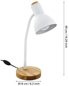 Lampada da tavolo bianca/di colore naturale con paralume in metallo (altezza totale 49 cm) VERADAL – EGLO