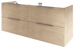 Mobile da bagno sospeso sotto lavabo L 150 x H 64 x P 48 cm rovere naturale, 2 cassetti Neo, Maniglie acquistabili separatamente