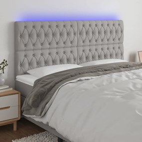 Testiera A Led Grigio Chiaro 200x7x118/128 Cm İn Tessuto /