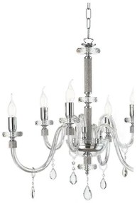 Lampada a sospensione DIDO D83 cm in vetro trasparente lavorato a mano 8 LUCI CROMO