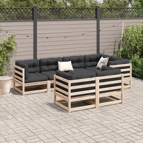 Set divani da giardino 7 pz con cuscini legno massello di pino