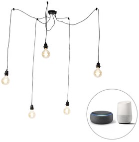 Lampada a sospensione intelligente nera 5 luci incl. Wifi G95 - Cava