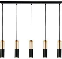 Lampadario Moderno Merrygold Acciaio Nero Ambra 5 Luci Gu10