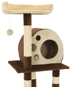 Albero per gatti con tiragraffi in sisal 127 cm beige e marrone