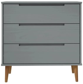 Cassettiera molde grigia 80x40x80 cm in legno massello di pino
