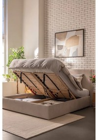 Letto matrimoniale imbottito beige con contenitore e rete inclusi 180x200 cm Thessa Pillow – Bonami Selection