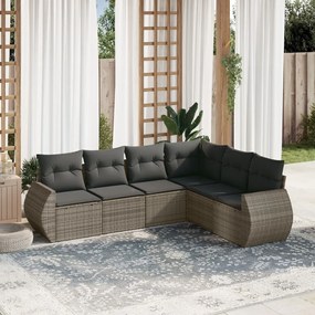 Set divano da giardino 6 pz con cuscini grigio in polyrattan