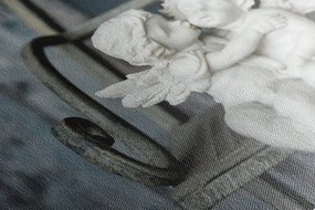 Stampa su tela – Statuette di angioletti sulla panchina