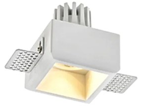 Portafaretto GU10 e MR16 in Gesso Pitturabile Quadrato Ø80x80 mm Materiale Gesso