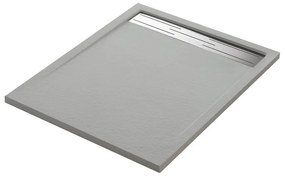 Piatto doccia SENSEA in resina Neo Metal Grid grigio L 80 x L 100 x H 3 cm opaco effetto pietra
