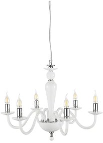 Lampada a sospensione D84 cm PAGANINI a 8 LUCI in vetro lavorato a mano BIANCO