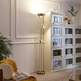 Lindby Josefin Lampada da terra a LED, lampada da lettura, bronzo