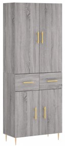 Credenza Grigio Sonoma 69,5x34x180 cm in Legno Multistrato