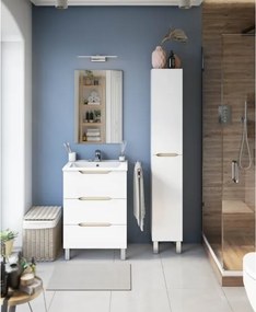 Colonna Da Bagno 2 Ante 30x25x182 Cm Con Piedini Lea Bianco Lucido