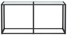 Tavolo consolle bianco marmo 160x35x75,5 cm in vetro temperato