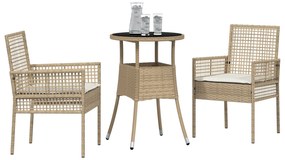 Set da pranzo per giardino 3 pezzi  beige polyrattan