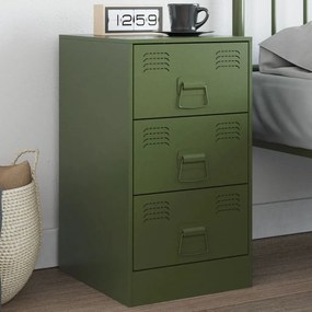 Comodino Verde Oliva 34,5x39x62 Cm İn Acciaio /