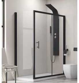 Kamalu - Cabina doccia 100x80 cm telaio nero e anta scorrevole KFN5000S