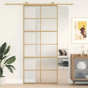 Porta Scorrevole Dorata 90x205 Vetro Smerigliato Esg Alluminio /