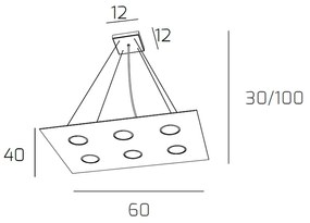 Sospensione Moderna Rettangolare Path Vetro Marrone 6 Luci Gx53