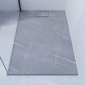 Piatto doccia NEO V2 SENSEA in composito minerale di resina gelificata grigio L 70 x L 120 x H 2.7 cm opaco effetto marmo